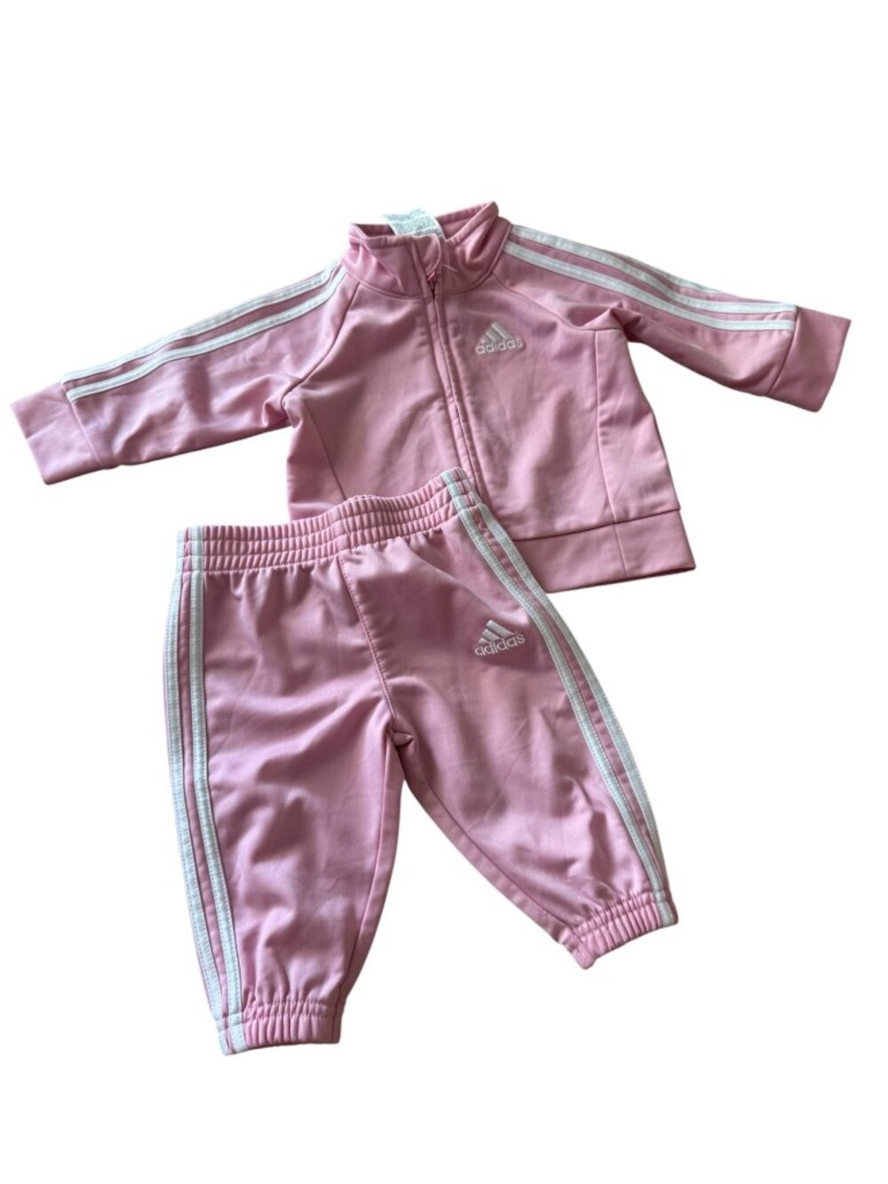 Adidas Baby Girl Pink Tracksuit Set 3 Months Full Zip Jacket & Pants